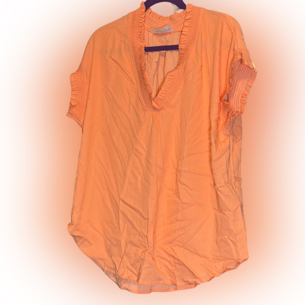Coral V-Neck Women's Top (0302)